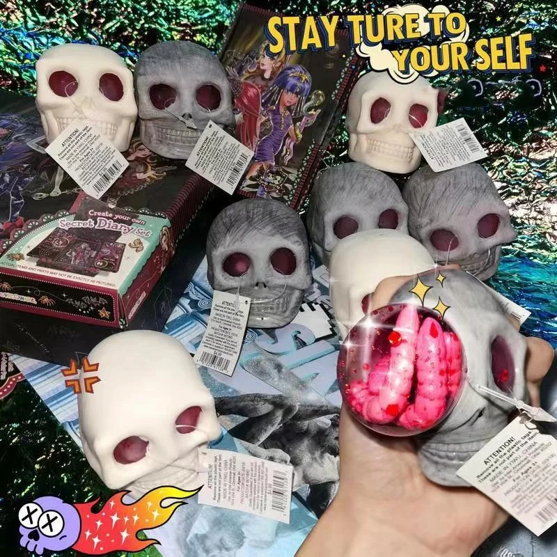 

Gothic Squeeze Skull Toys Stress Relief Vent Kneading Decompression Toy Fun and Funny Toys For Children On Halloween Hobbies New