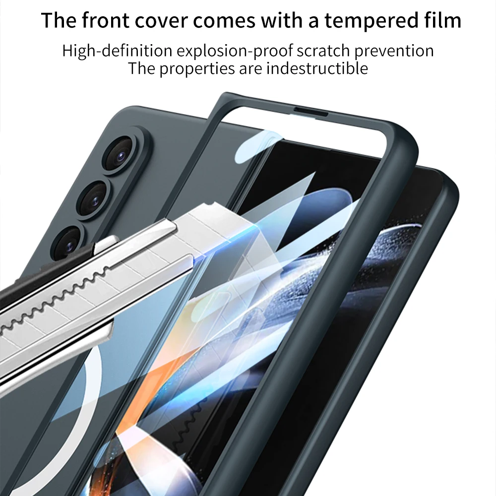 Suitable for Samsung Fold4 foldable phone case, wireless magnetized pen holder creative holder, case film, phone protective case