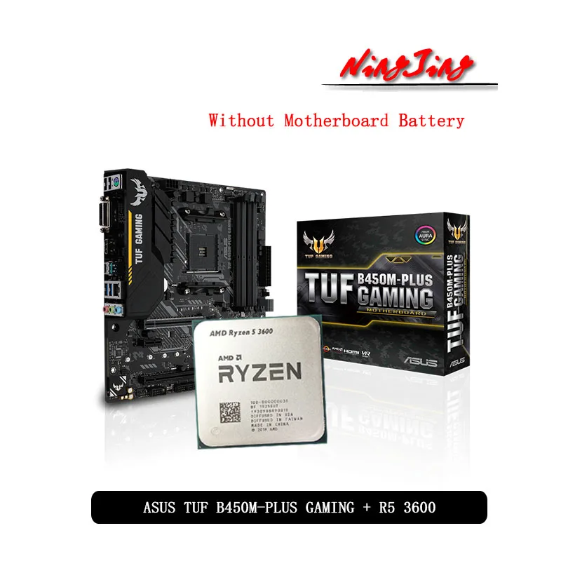 AMD Ryzen 5 3600 R5 CPU + Asus TUF B450M PLUS игровая материнская плата Socket AM4 Материнская без кулера