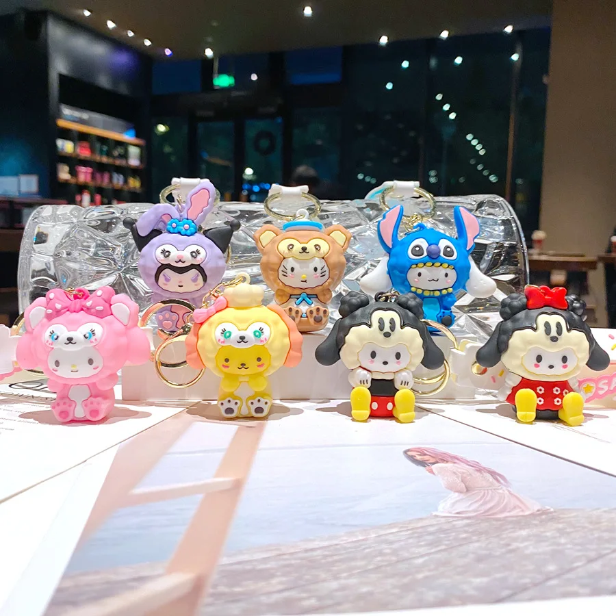 Силиконовый брелок Sanrio Kuromi модный 3D-брелок в стиле панк для рюкзака подвесные