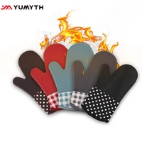 yumyth anti scalding oven gloves mitts kitchen cooking hot gloves high temperature resistance microwave bbq baking tools o298