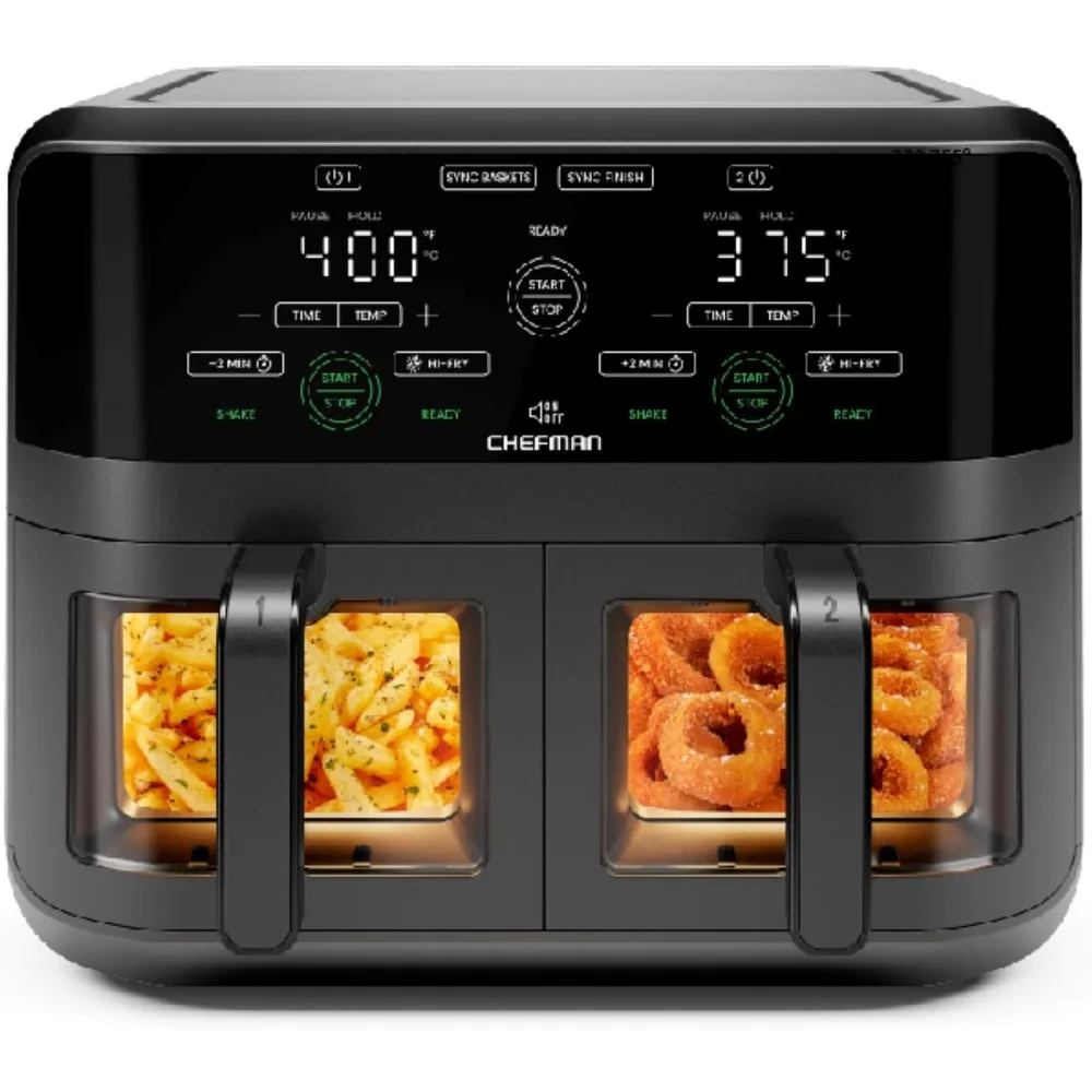 

CHEFMAN 6 кварт духовка с двойной корзиной с легким просмотром окон, синхронизированная отделка, высокий фри, автоматическое выключение