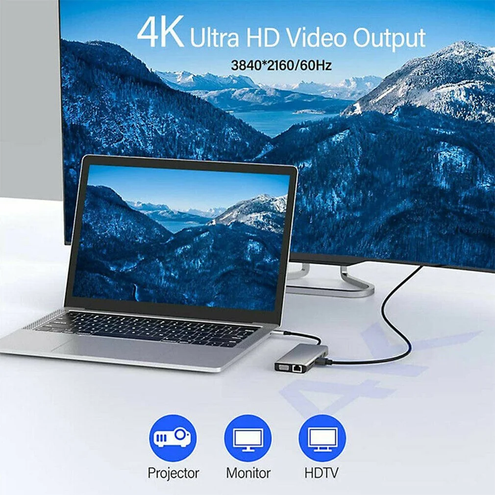 Док-станция 12 в 1 USB 3 0 HDMI Vga RJ45 |