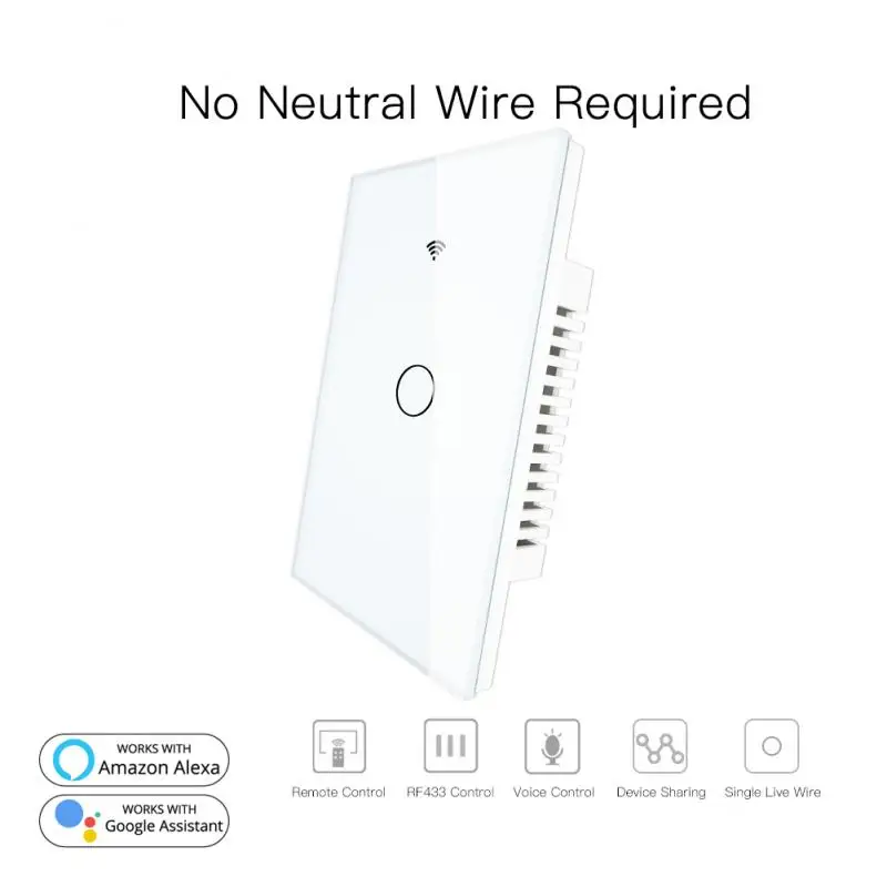 

Tuya SmartTouch WiFi Switch 170-250V AC No Neutral Wire Needed Smart Home Automation Google Home Alexa Voice Light Switches