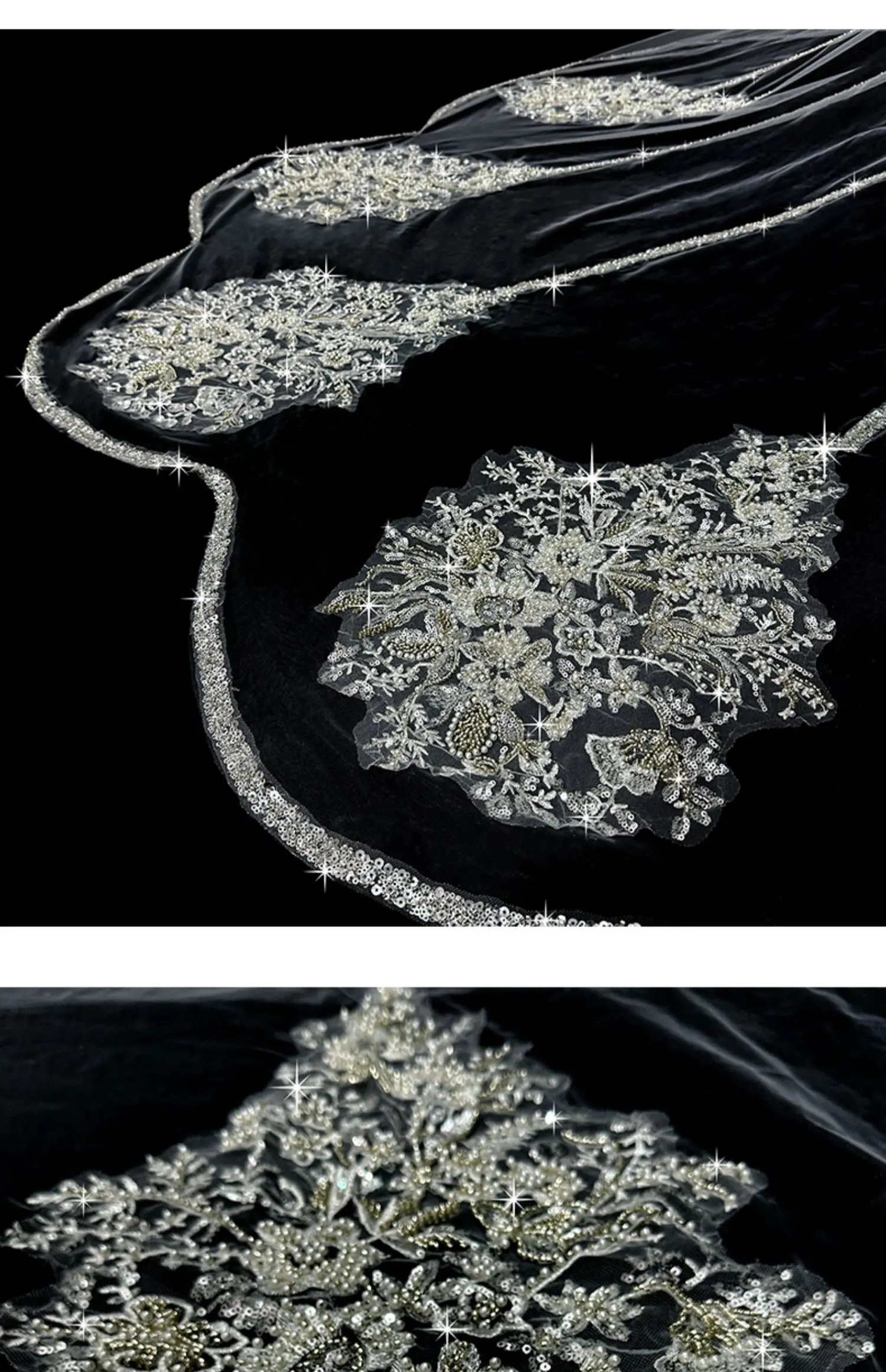 Фото Свадебная фата Mantilla, изысканная фата для невесты в стиле 