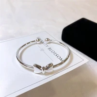 s925 sterling silver bangle for women boutique trend bow opening fashion jewelry valentines day luxury gift