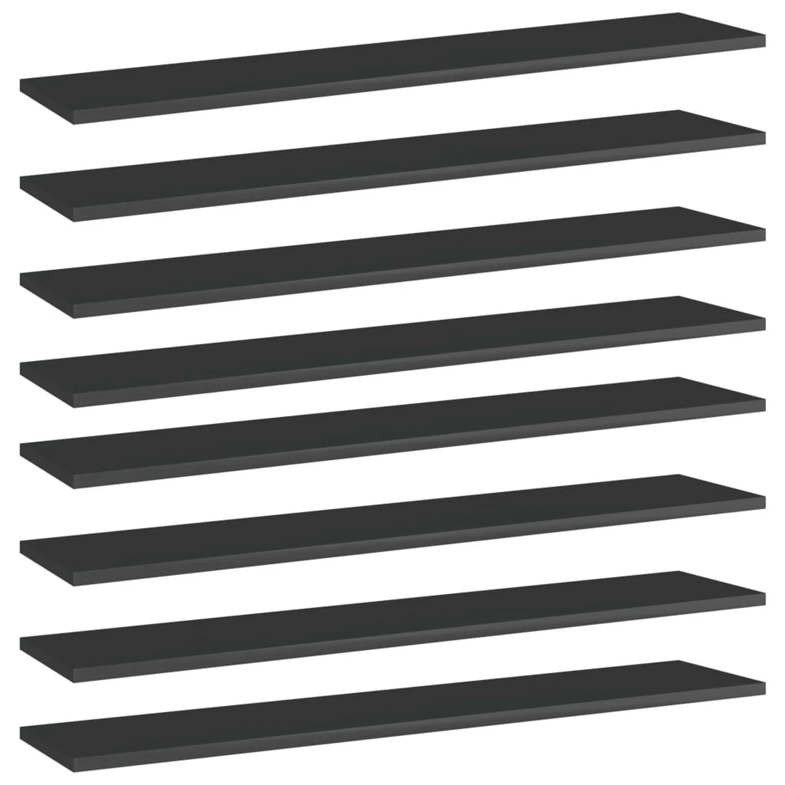 

Bookshelf Boards 8 pcs High Gloss Black 39.4"x7.9"x0.6" Chipboard