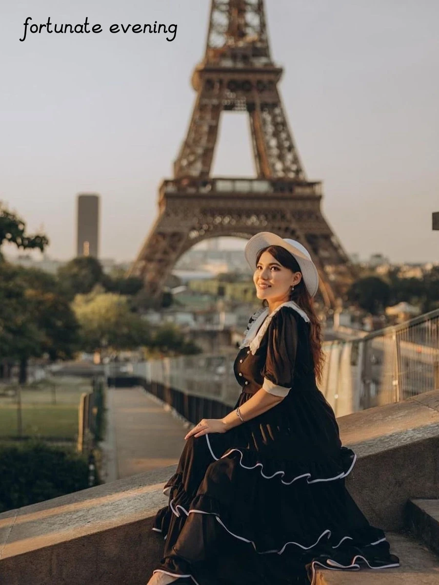 

Fortunate Evening Elegant Vintage Sweet Ruffle A-Line V-Neck Customized Formal Occasion Prom Dress Evening Party Gowns