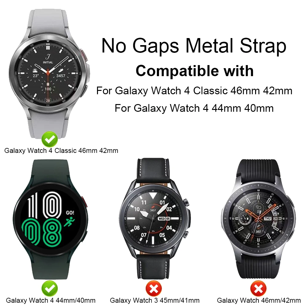 Металлический ремешок No Gap для Samsung Galaxy Watch 4 Classic 46 мм 42 браслет 44 40 с раздвижной