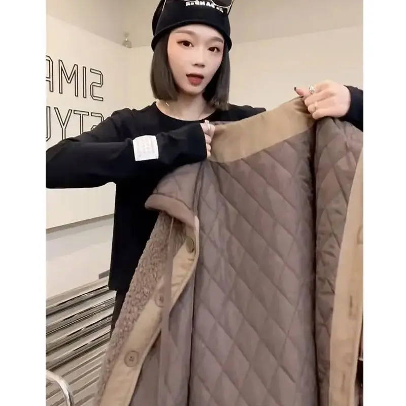 Winter New Splice Lamb Wool Jacket Hooded Coat Warm Oversize Windbreaker Loose Winter Clothes 2022 Fashion Coats