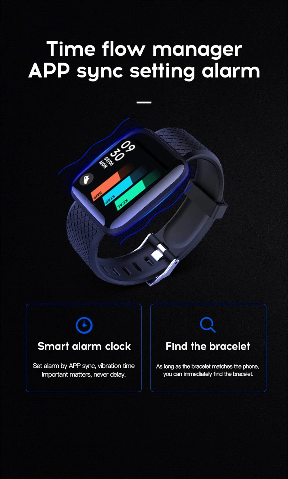 

Newest 116 Plus Smart Bracelet Watch Color Screen Heart Rate Blood Pressure Monitoring Track Movement IP65 Waterproof Pedometers