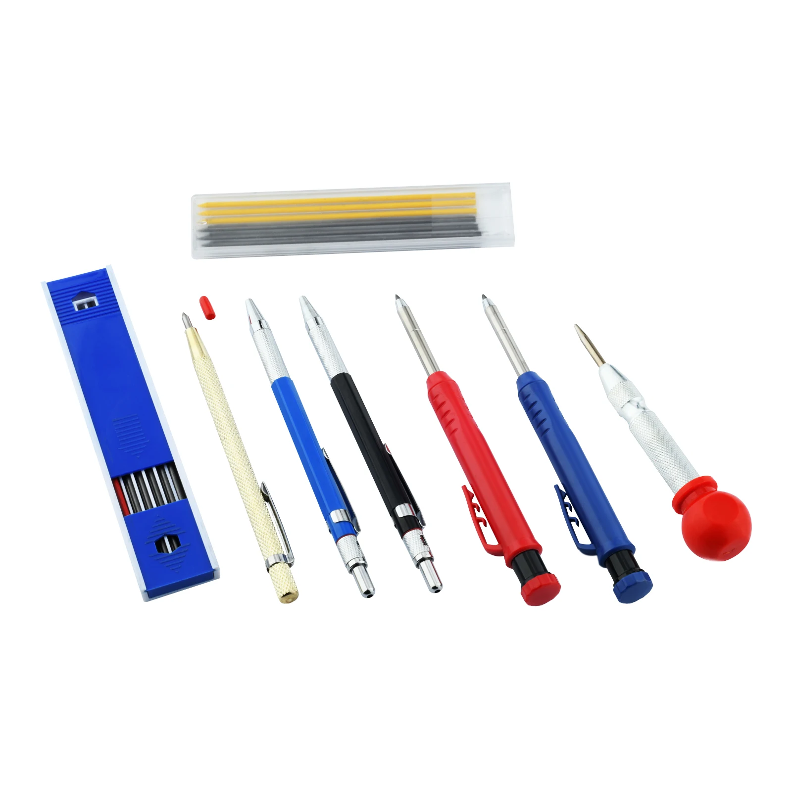 

Набор для работ по дереву с запасными стержнями для маркировки, автоматический Кернер для отверстий в центре, инструмент для маркировки и с...