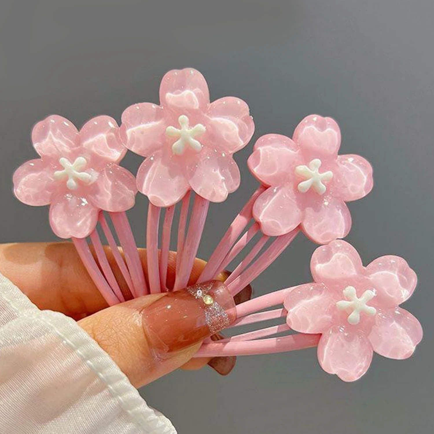 

Sakura Cute Pink Creamy Color Flower BB Hairpin Side Hair Clip Girl Headwear Sweet Hairpins Ornament Gift Fashion Accessories