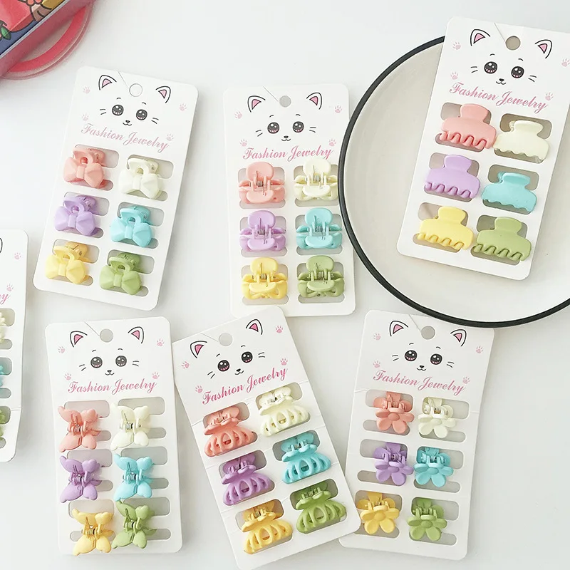 

6pcs/set Korean Style Children Catch Hair Pins Clips Accessories 2023 Summer Mini Cute Macaron Solid Color Claws for Baby Girls