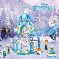 frozen blocks castle princess elsa anna ice snow castle girls children assembled building block birthday gifts parent child toys