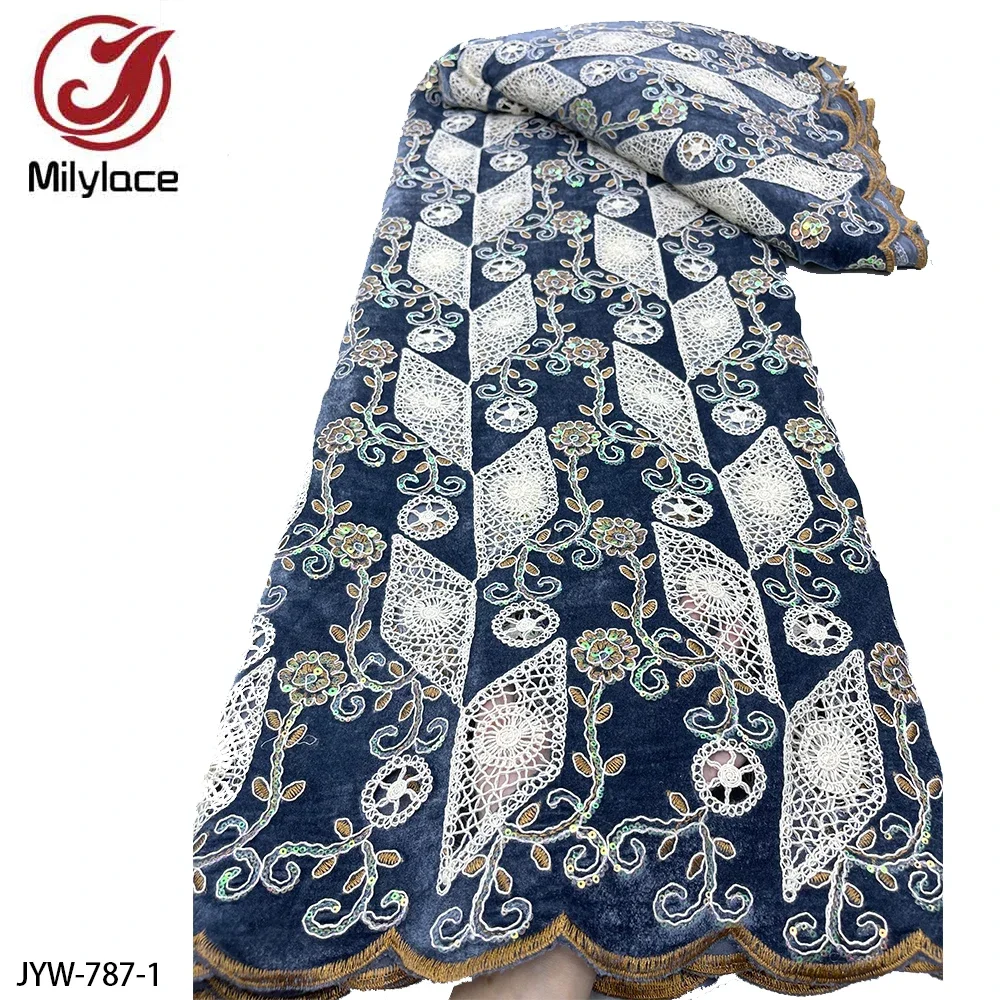 Искусственная ткань изящная мягкая бархатная кружевная с вышивкой для женского