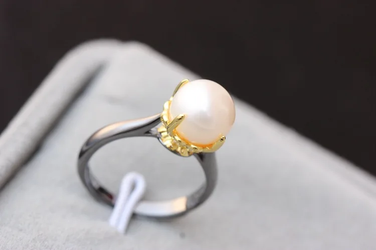 

100%925Sterling silver inlaid natural freshwater pearl fashion opening ring