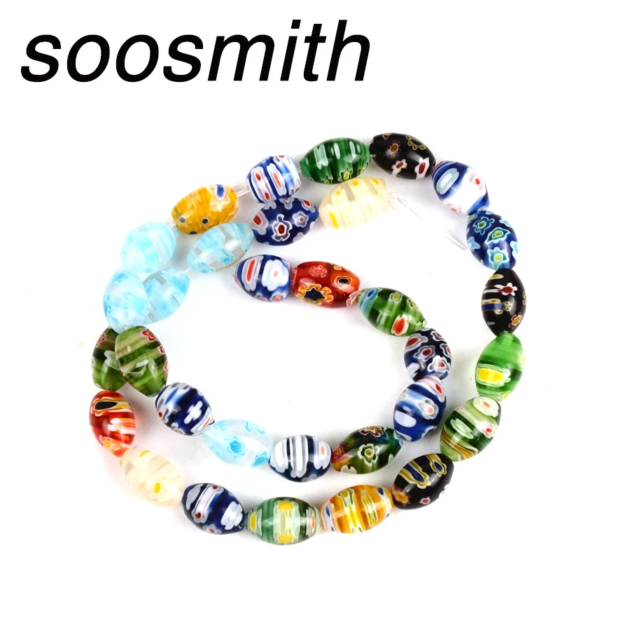 Flower Parttern Oval Shape Lampwork Beads Charms Loose Spacer Glass For Jewelry Making Bracelet Necklace DIY Accessories | Украшения и