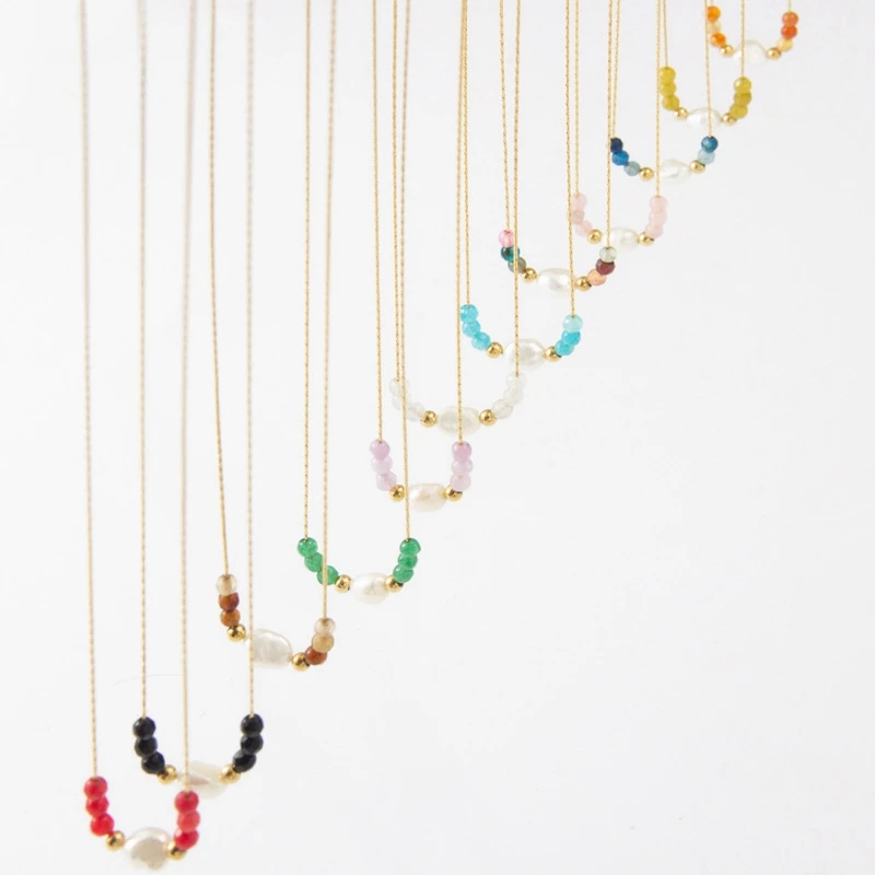 Fashion Pearl Beads Choker Necklace for Women Gold Color Stainless Steel Clavicle Chain Bohemian Jewelry Pendant Summer Gifts