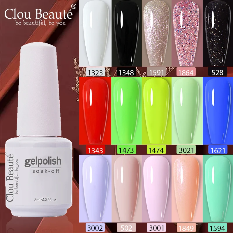 

Clou Beaute Fluorescent Color 8ml Gel Nail Polish Vernis Semi Permanent Nail Art Varnish Nail Glue UV Gel Lacquer Equipment