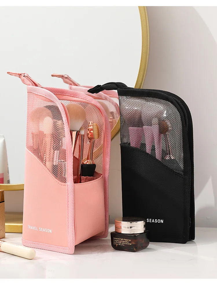 

Makeup Brush Holder Professional Cosmetic Makeup Brush Organizer Stand-up Makeup Cup Makeup Artist Case (Pink)