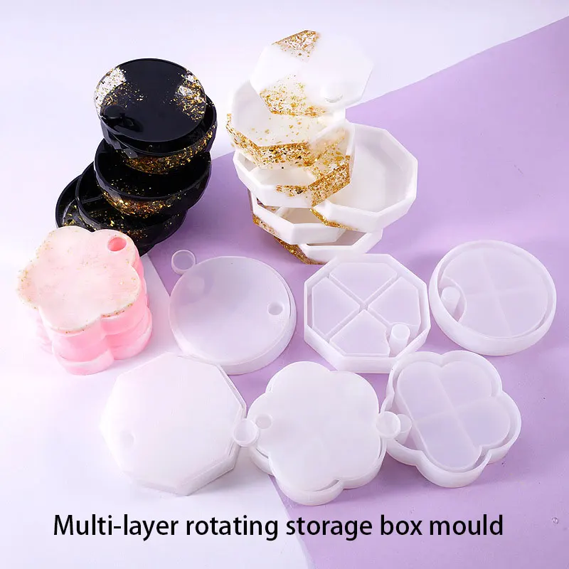 

DIY Epoxy Mould Resin Multilayer Rotating Storage Box Overlapping Jewelry Box Ornament Rack Ornament Silicone Mould