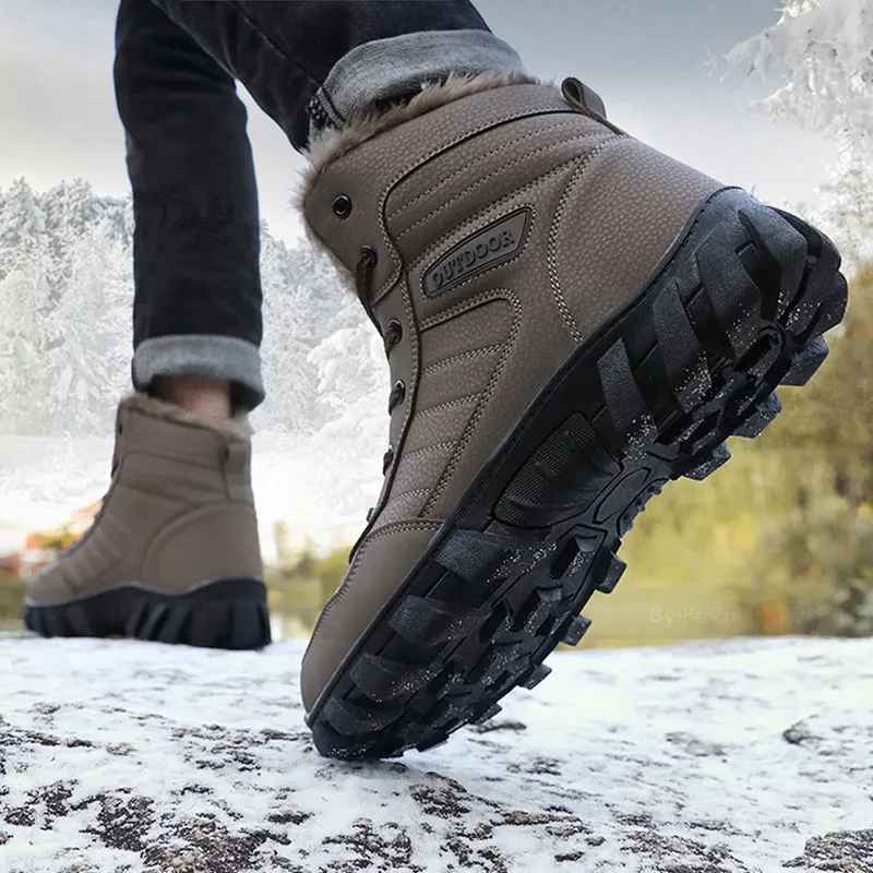 2022 New Winter Men's Sneakers Plus Velvet Thick Warm Comfortable High-top Sports Shoes Waterproof Non-slip Outdoor Hiking Shoes