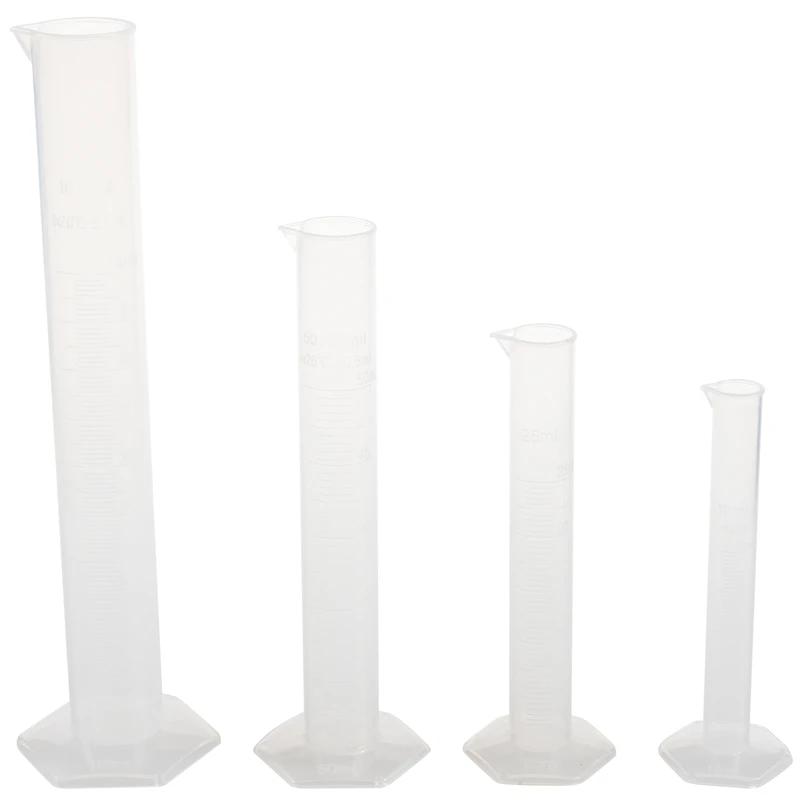 

4 Pcs Transparent Plastic Measuring Cylinder