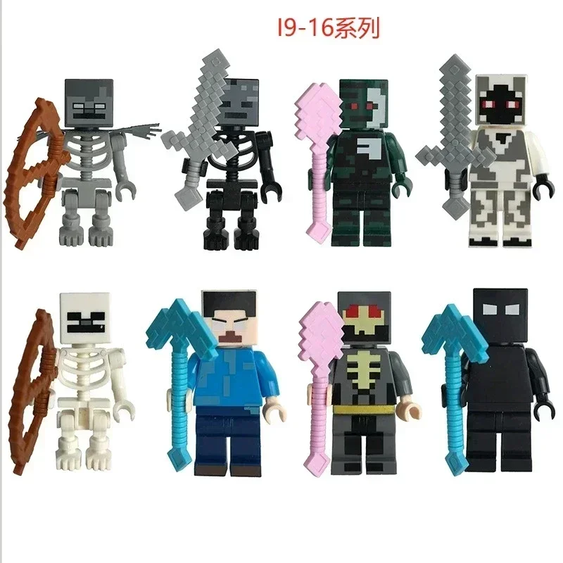 Фото Миниатюрные фигурки Minecraft: Крипер, Эндермен, Стив, Скелет, Лошадь. Игрушки-кубики, конструктор, декор, подарок. №5