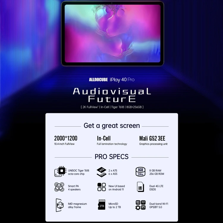 Фото Новое поступление ALLDOCUBE IPlay 40 Pro T1020 Pro 4G Call Tablet 10,4 дюйма 8 ГБ 256 ГБ Android 10 UNISOC Tiger T618 Octa Core Tablet №5