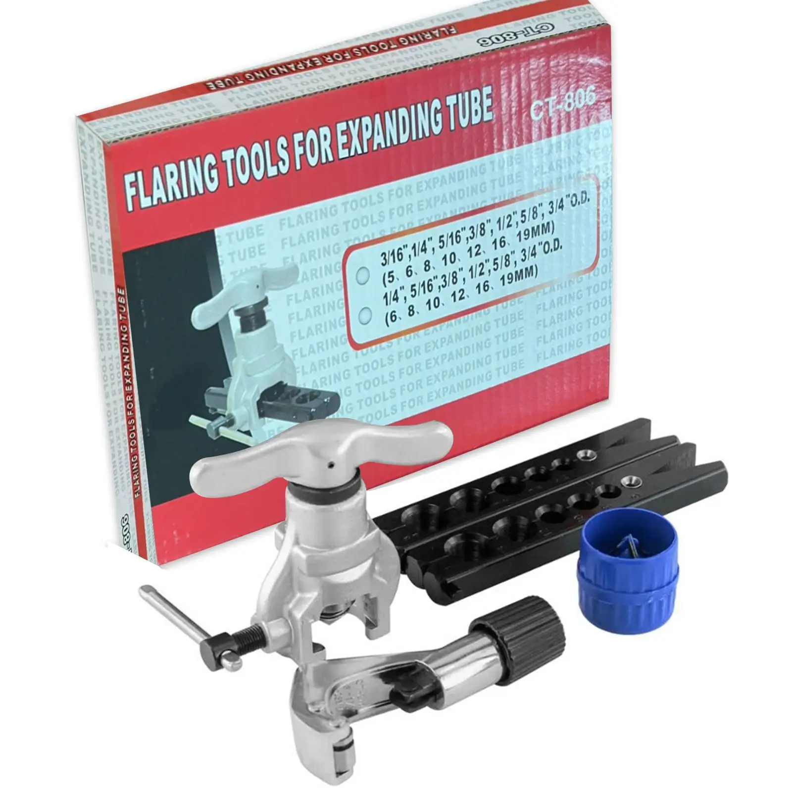 

CT-806A Tube Expander Flaring Tools Set Tubing Pipe 1/4-3/4 inch 45 Eccentric Cone Type Kit Air Conditioner Copper Pipe Flarer