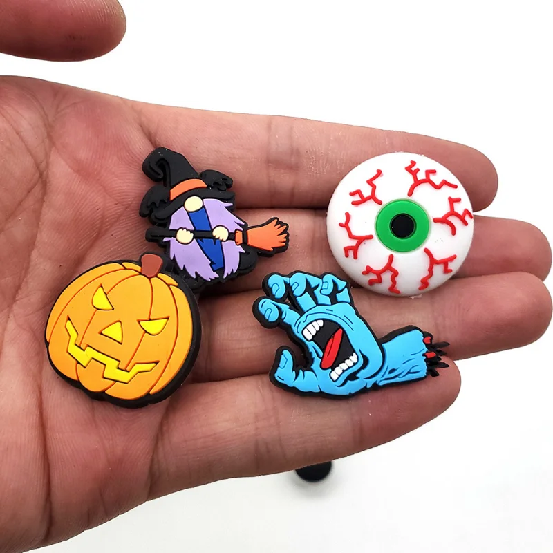 Package Sales  Cartoon Ghosts Shoe Buckle Accessories Halloween Garden Shoe Buckle Decorations For Wristband Croc Jibz Charm