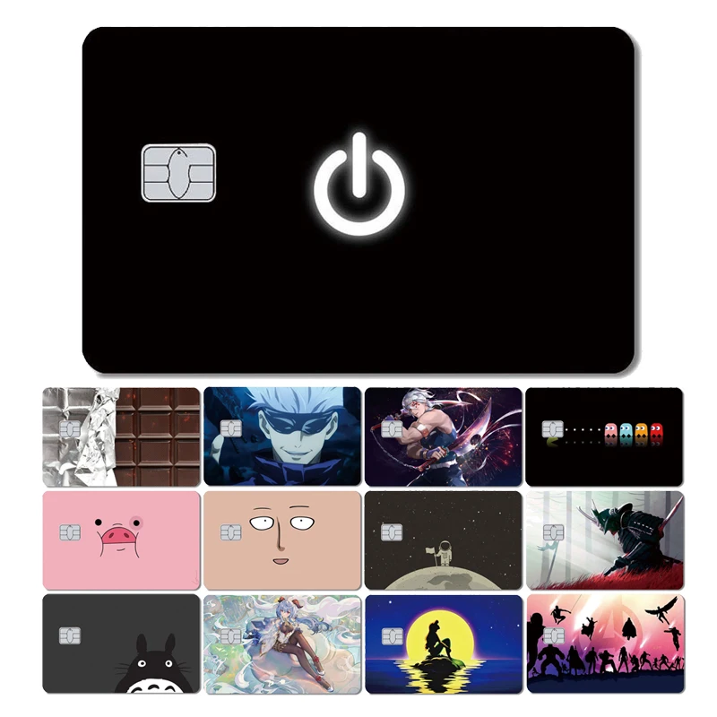 

Magic Shark Cartoon Anime Samurai Painting Pig PVC Sticker Case Film Skin for Small Chip Credit Card Front Side