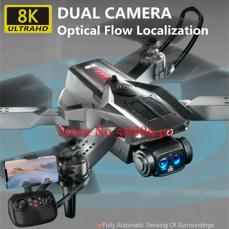 Фото Двойная камера 8K, локализация оптического потока, WIFI, FPV, дрон с дистанционным управлением, 3D-ролл 360 °   Радиоуправляемый дрон с безголовым режимом для предотвращения препятствий №1