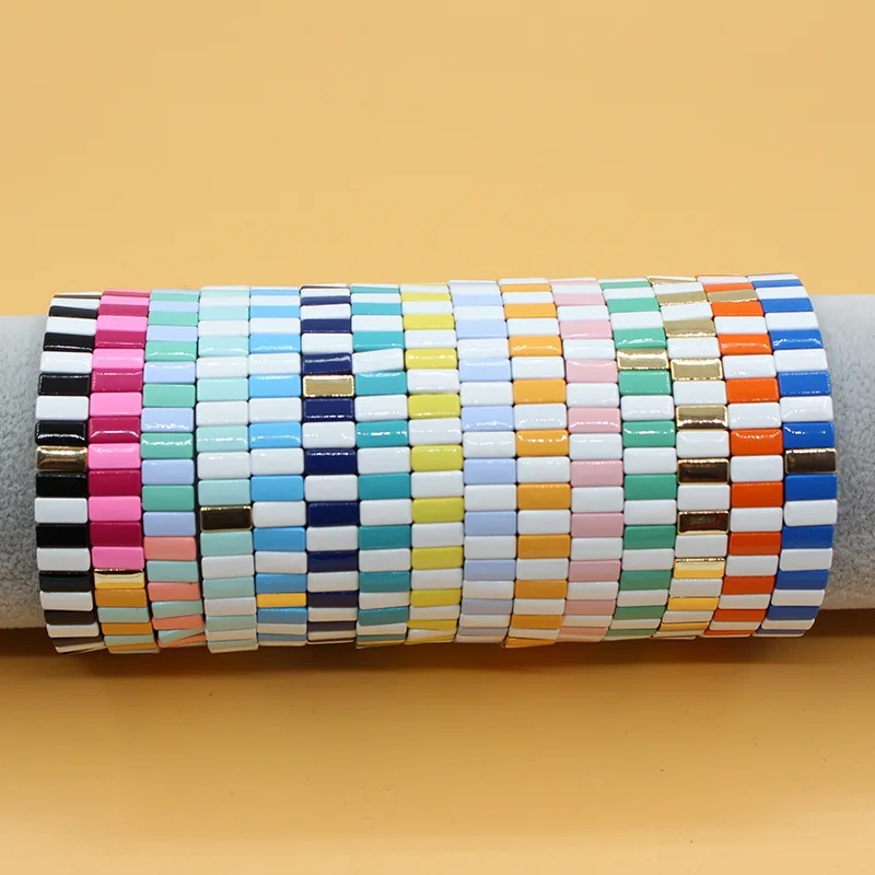 

European and American Ins Fashion and Popular Enamel Women's Bracelet Bohemian Macarons Color Matching Elegant Female Bangle