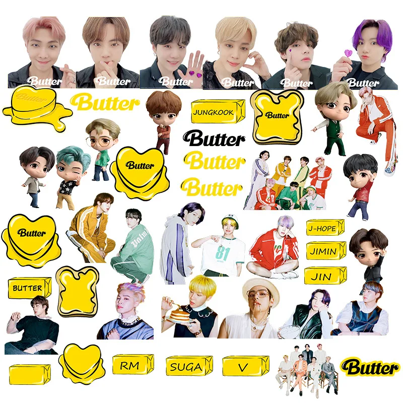 

50pcs/set Stickers BT KPOP Stars butter Sticker Idols Photos Toys Stickers For Skateboard Suitcase Laptop