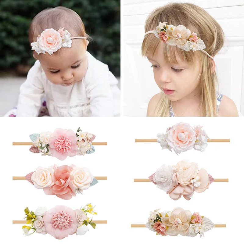

Baby Girl Headband Newborn Elastic Flower Toddler Hair Band Kids Headwear Nylon Girls Soft Hairbands Children Hair Accessories