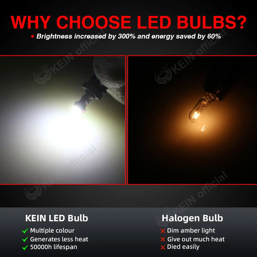 KEIN 8 шт. T5 Светодиодная Лампочка W3W без полярности приборной панели автомобиля