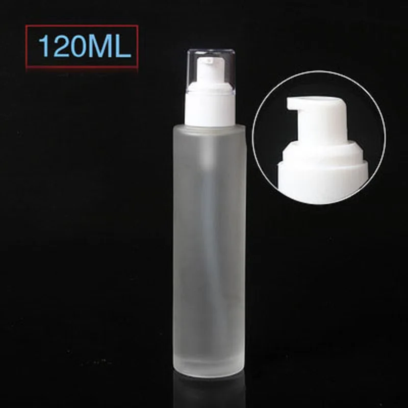 120ml frosted/green/blue/white glass bottle white pump clear lid serum/lotion/emulsion/foundation/toner essence cosmetic packing