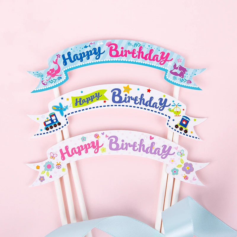 

10Pcs Happy Birthday Cake Topper Cupcake Flag Baby Shower Child Party Supplies For Home Kitchen Baking Dessert Mousse Decoration