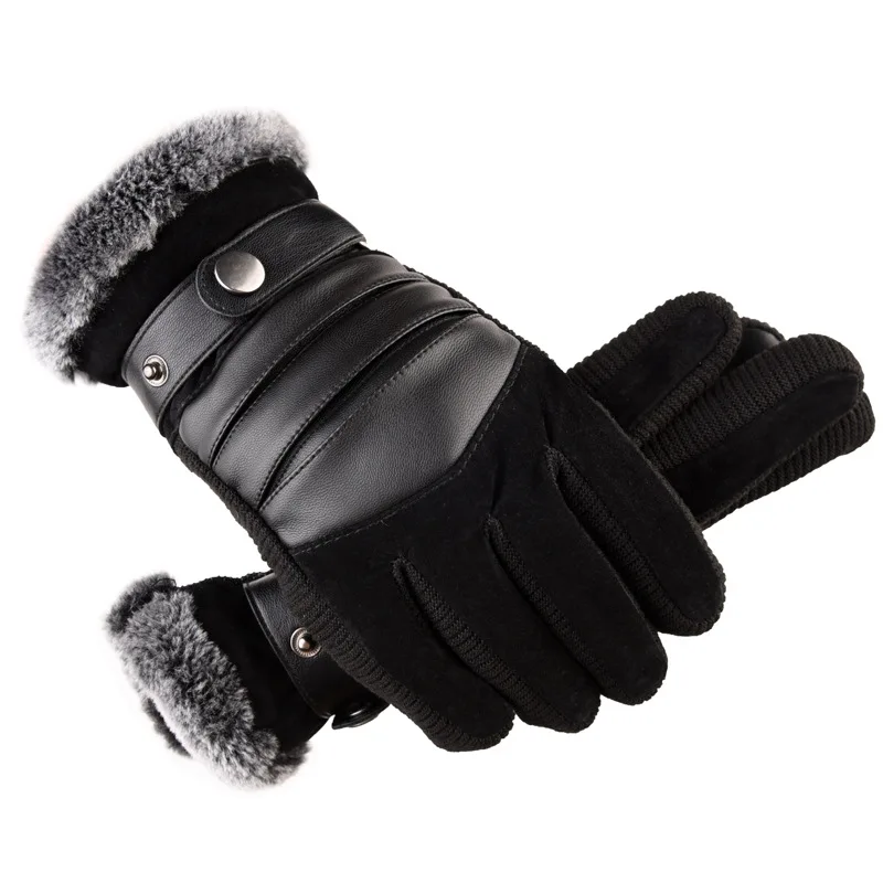 

Outdoor Men Women Thickened Warm Gloves Winter Pigskin Non-slip Gloves Touch Screen Cycling Motorcycle Glove Cold Proof Glove