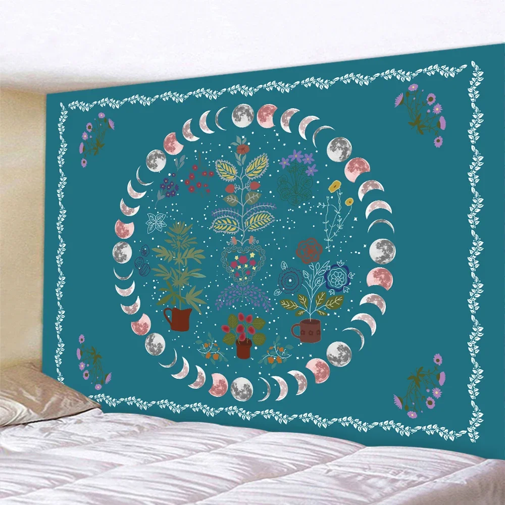 Декор для дома в виде Луны и растений гобелен стиле хиппи богемный декор