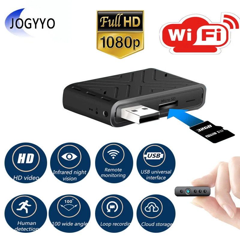 

Миниатюрная HD Wi-Fi USB-камера с микрокорпусом и функцией ночного видения
