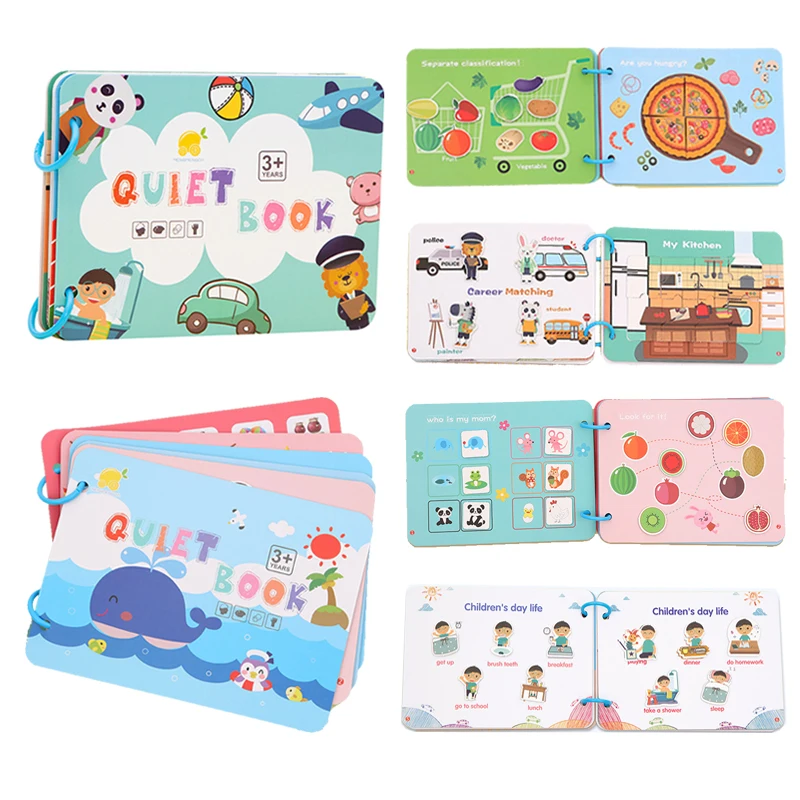 

Montessori Quiet Books Baby Busy Book DIY Handmade Material Pack Puzzle Baby Cognition Fun Stickers Book Toys for 3-6 Age Kids