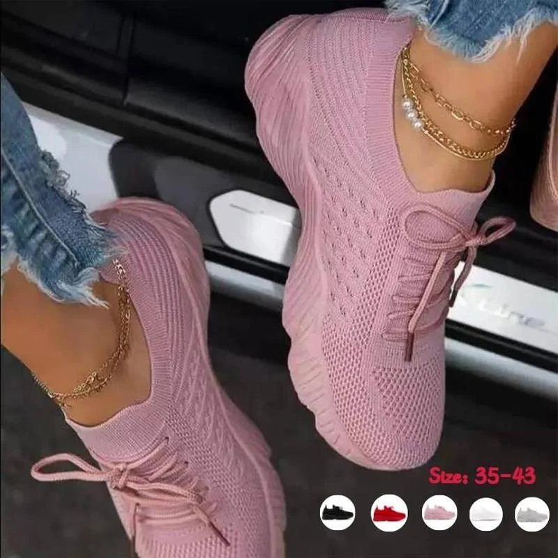 

Chaussure Femme 2022 Fashion Lace Up Platform Women's Shoes Summer Plus Size Flat Mesh Sports Shoes Woman Vulcanize Shoes