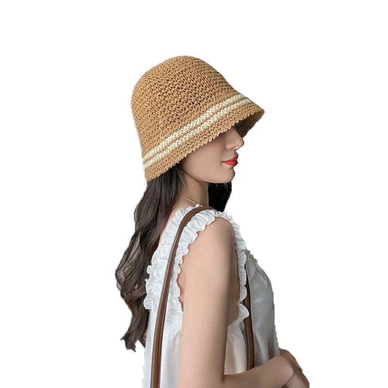

Women Crochet Straw BOHO Bucket Hat Summer Beach Vacation Getaway Headwear