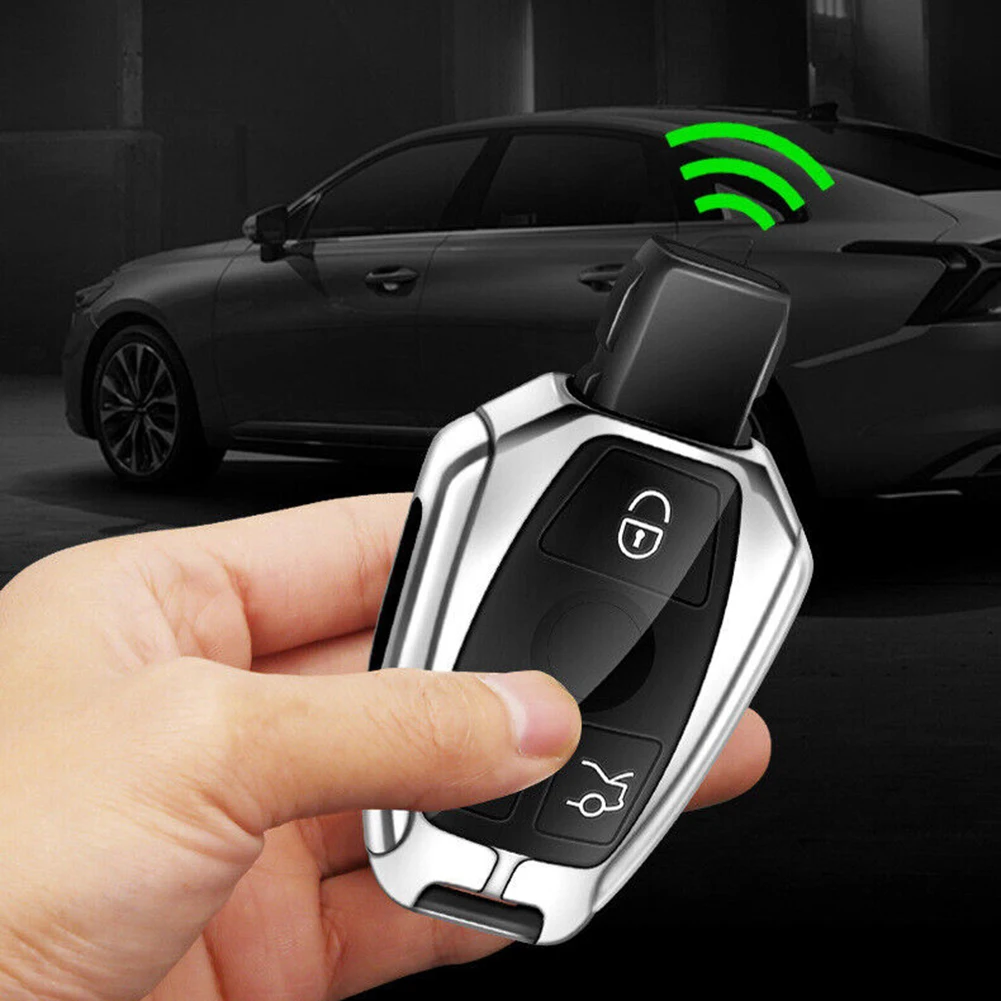 

Keychain Key Case Shell Chain Cowhide + Aluminum Alloy Durable Holder Key Fob Remote Alloy Leather Car For Mercedes