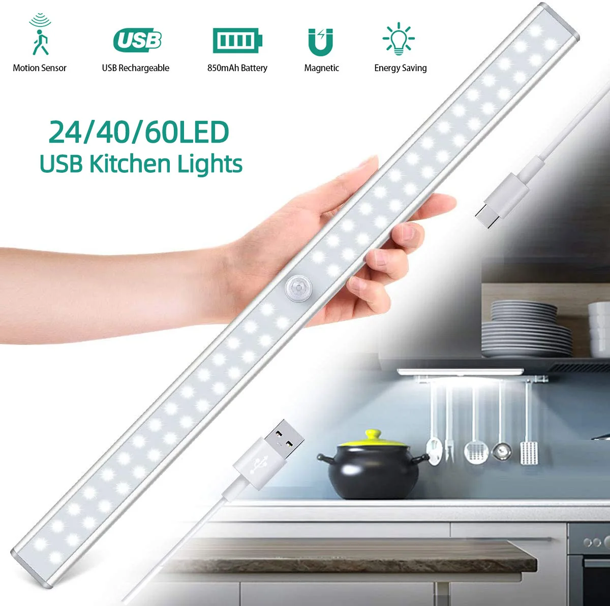 Светильник для шкафа с датчиком движения светильник USB-зарядка - Цена: 971.94