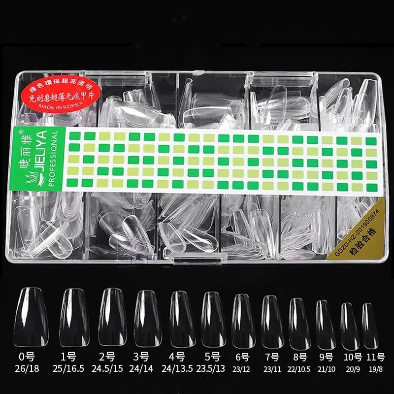 

500PCS Long Ballerina Nails Clear Coffin Fake Nails Tips ABS Full Cover Pointed False Nails Manicure Charms