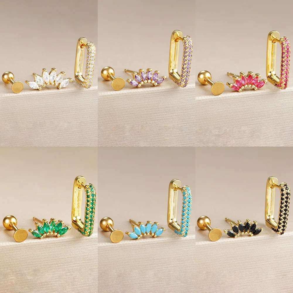 3 шт. модные геометрические U-образные серьги-гвоздики универсальные